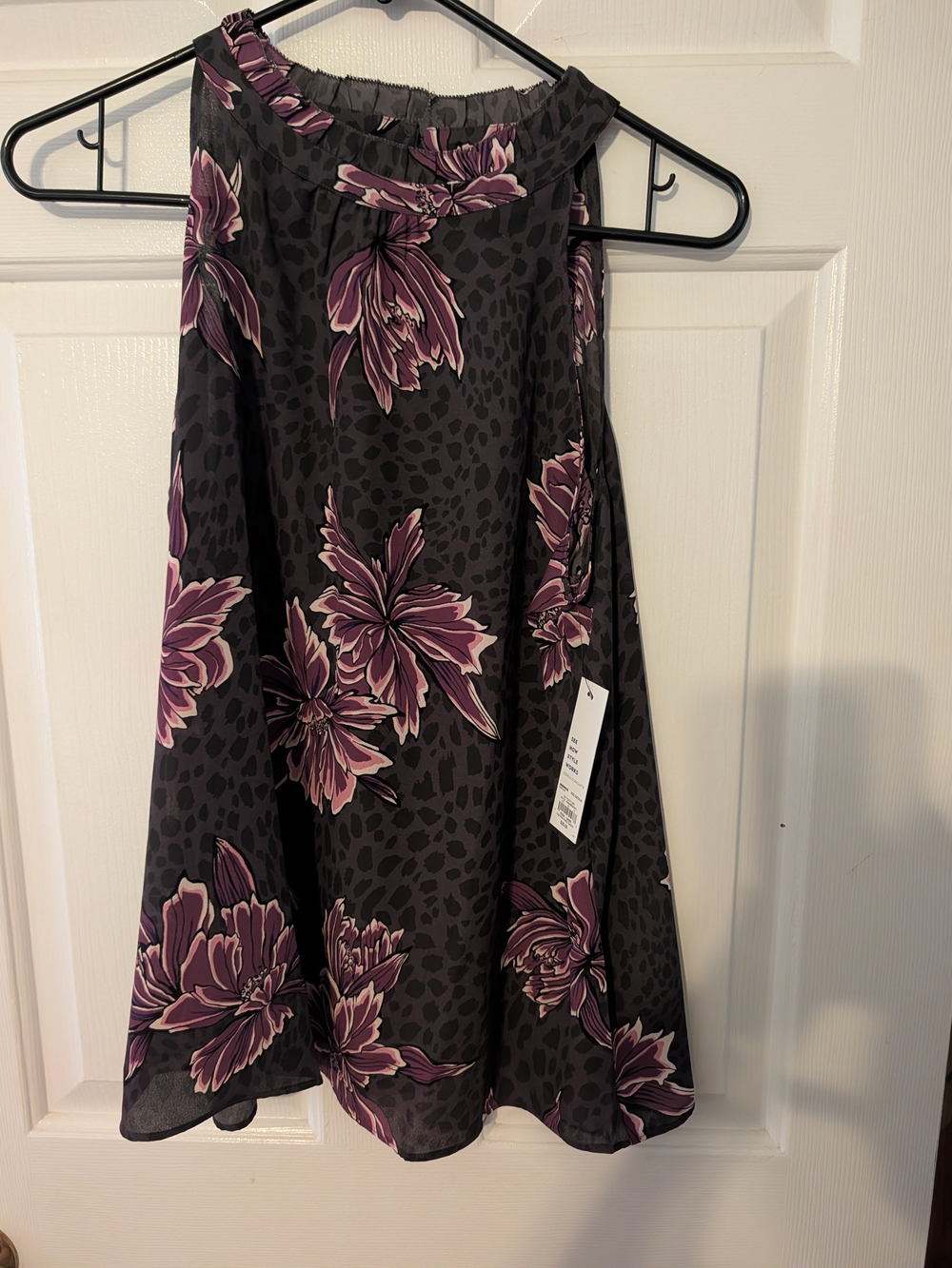 Kohl's Black Floral Circle Skirt with Plum Accents